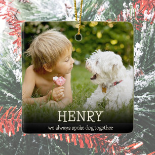Liebevolles minimalistisches Fotohund-Gedenkbild Keramikornament