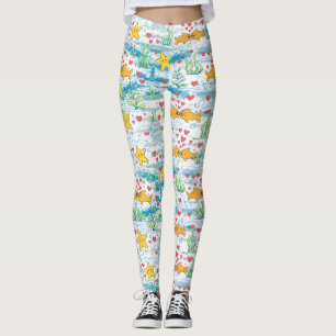 Liebevolles Ozean-Liebesmuster   Süße Fische & See Leggings