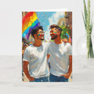 Liebevolles Regenbogen-Paar Karte