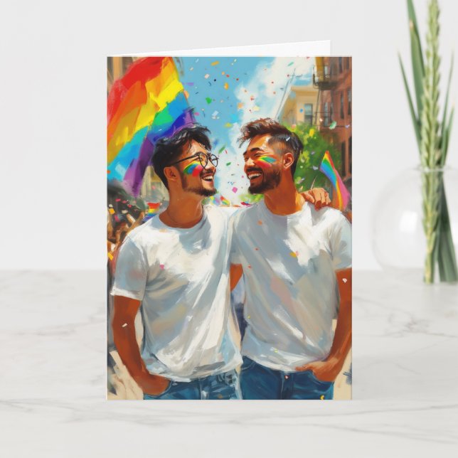 Liebevolles Regenbogen-Paar Karte (Vorderseite)