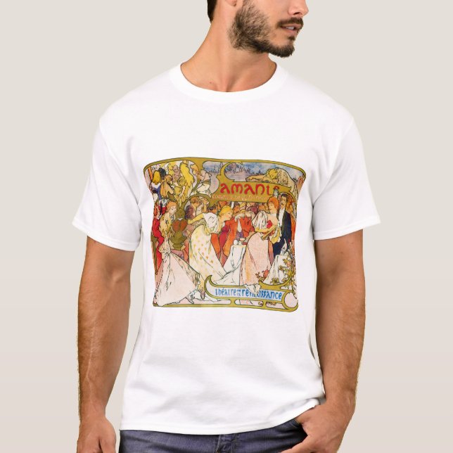 Liebhaber, Alphonse Mucha T-Shirt (Vorderseite)