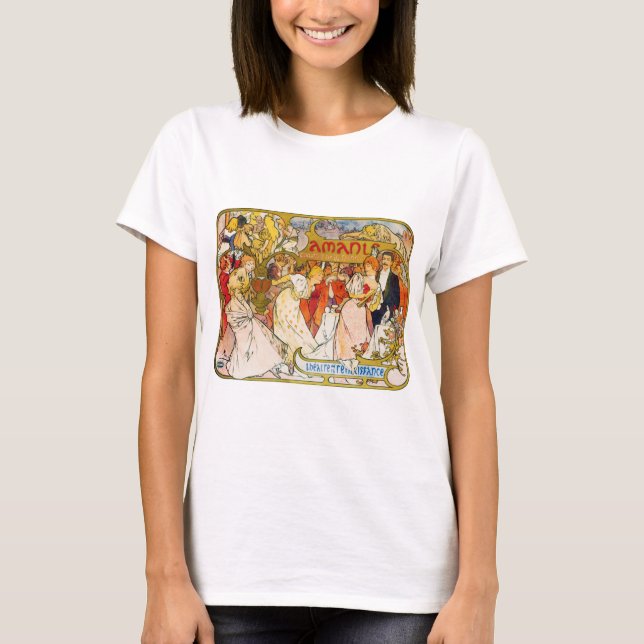 Liebhaber, Alphonse Mucha T-Shirt (Vorderseite)