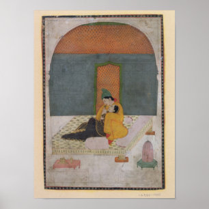 Liebhaber auf der Terrasse, Garhwal, c.1780-1800 Poster