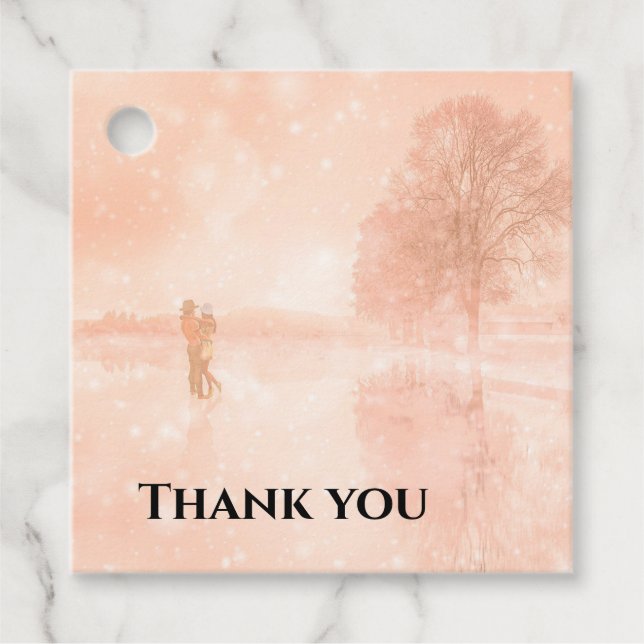 Liebhaber auf einem gefrorenen Teich Geschenkanhänger (Vorderseite)