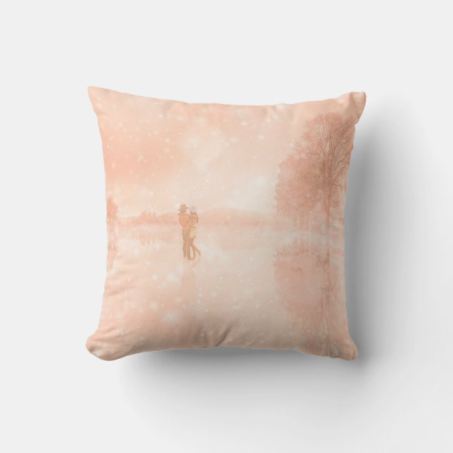 Liebhaber auf einem gefrorenen Teich Kissen (Vorderseite)