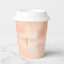 Liebhaber auf einem gefrorenen Teich Pappbecher