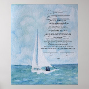 Liebhaber auf einem Segelboot Ketubah Poster