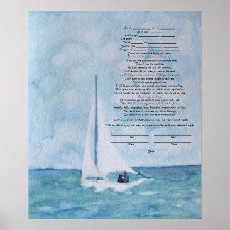 Liebhaber auf einem Segelboot Ketubah Poster