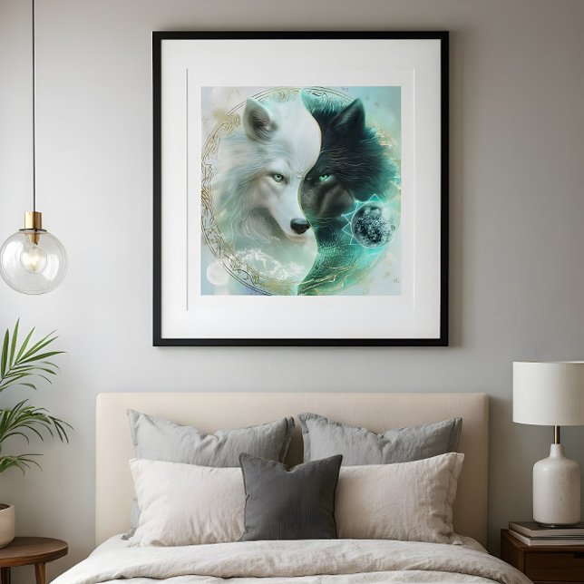 Liebhaber-Balance – Mystischer Yin-Yang-Wolf Poster (Von Creator hochgeladen)