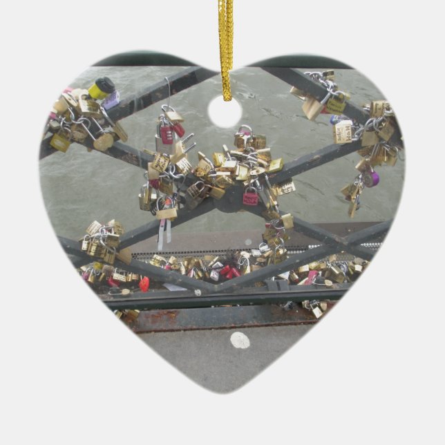Liebhaber-Brücke - Paris-Liebe-Verschlüsse, Keramik Ornament (Vorne)