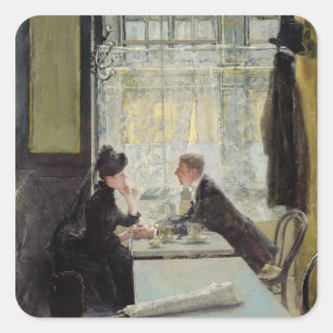 Liebhaber des Cafés Quadratischer Aufkleber