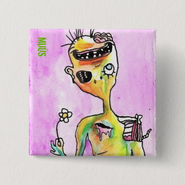 Liebhaber des Gänseblümchen-Zombie-Knopfes Button (Vorderseite)