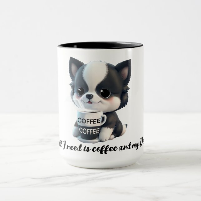 Liebhaber des Hundes: Schwarz-Weiß Tasse (Zentrum)