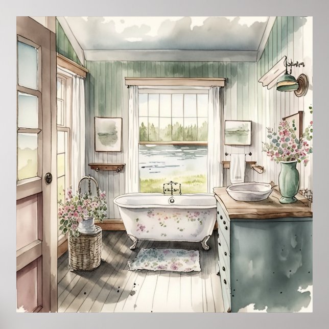Liebhaber des niedlichen Country Badezimmers Poster (Vorne)
