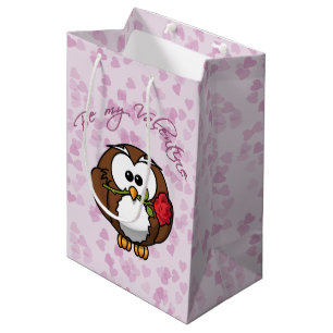 Liebhaber-Eule - Geschenktasche Mittlere Geschenktüte
