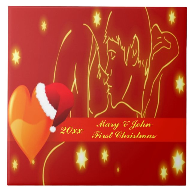 Liebhaber First Christmas Tile Fliese (Vorderseite)