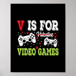 Liebhaber lustiger Videospiele Valentinstag für Ki Poster