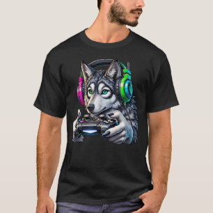 Liebhaber lustiger Wolf-Videospiele Gamer T-Shirt