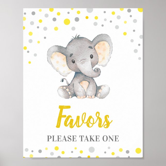 Liebhaber nehmen eine gelbe Dots Elephant Baby Dus Poster (Vorne)