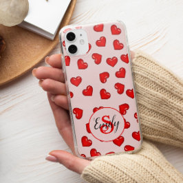 Liebhaber Rotes Herz auf Soft rosa mit Monogramm N Case-Mate iPhone Hülle