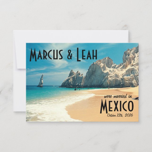 Liebhaber Strand, Cabo, Mexiko Hochzeitsankündigun Einladung (Vorderseite)