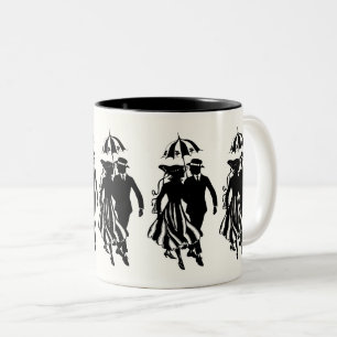 Liebhaber und Seeleute Vintage Paar Silhouette Zweifarbige Tasse