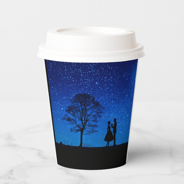 Liebhaber unter Vollmond Pappbecher (Vorderseite)