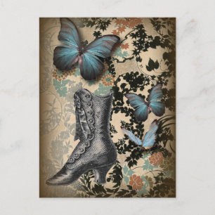 Liebhaber von High Heels schwarze floral viktorian Postkarte