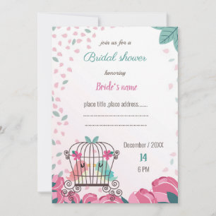 Liebhaber von Vögeln in Käfig Blumenbrause Einladu