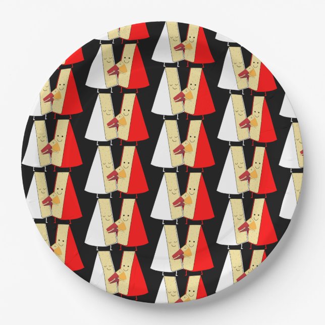 Liebhaber von Wein und Käse Pappteller (Vorderseite)