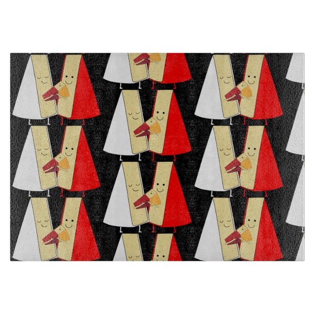 Liebhaber von Wein und Käse Schneidebrett (Vorderseite)