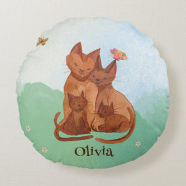 Liebkatzenfamilie Rundes Kissen