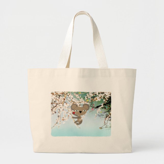 Lieblich blühende Koala Leinwand Tasche waschbar (Vorne)