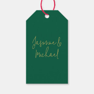 Lieblich Chic Calligraphy Couple Names Green & Gol Geschenkanhänger