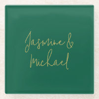 Lieblich Chic Calligraphy Couple Names Green & Gol