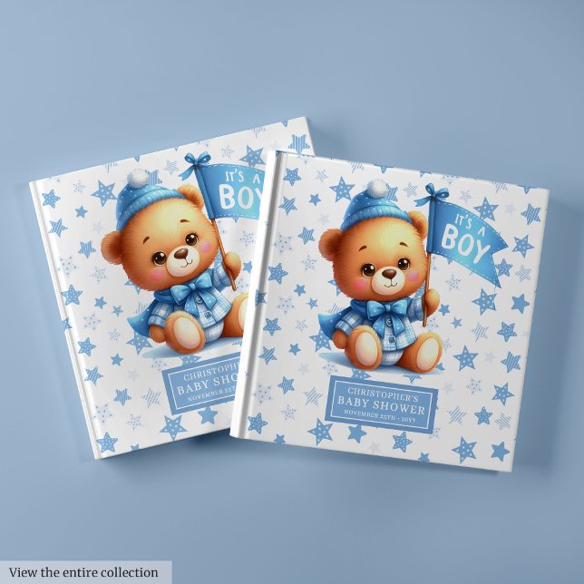 Lieblich Es ist ein Baby Teddy Bär Baby Dusche Spe Gästebuch (Lovely It’s a boy teddy bear baby shower memory Guest Book)