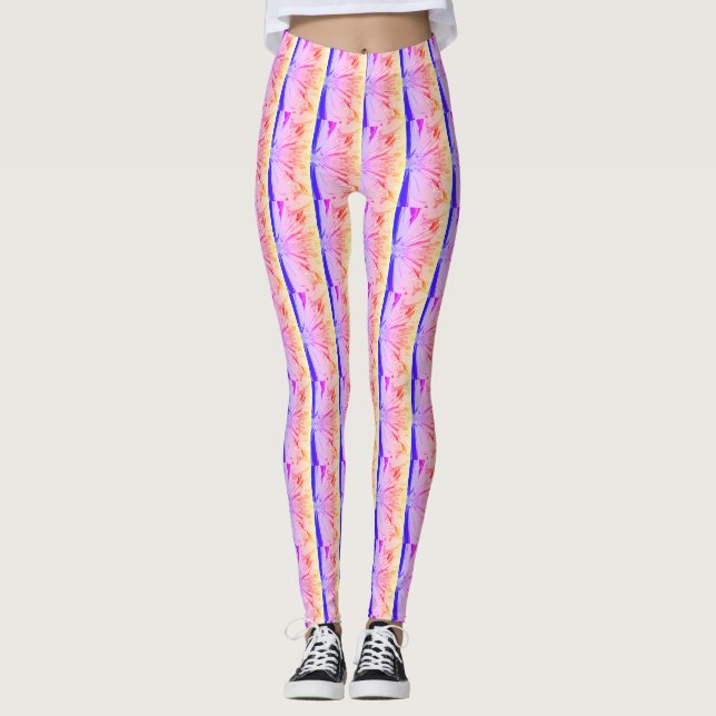 Lieblich farbenfrohe Sommer Abstrakt-heiß-rosa Mus Leggings (Vorderseite)