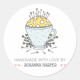 Lieblich handgezeichnet Pinsel Quilter Nähen Biz Runder Aufkleber