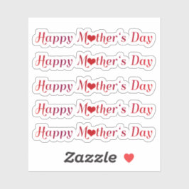 Lieblich Happy Mother's Day Typografy Herztext Aufkleber