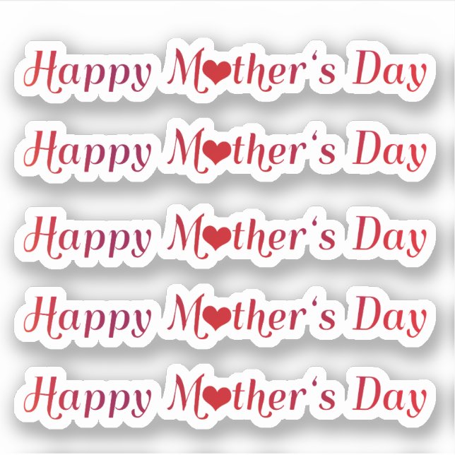 Lieblich Happy Mother's Day Typografy Herztext Aufkleber (Vorderseite)