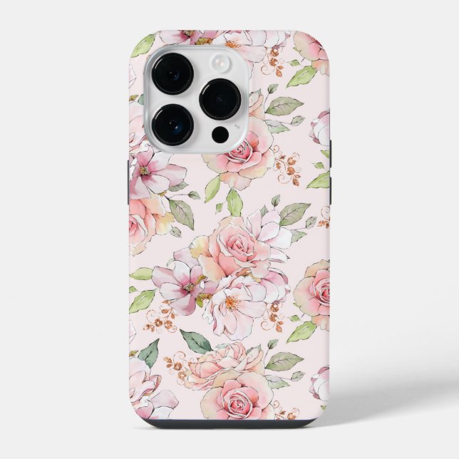 Lieblich hellrosa Rose Muster Case-Mate iPhone c Hülle (Rückseite)