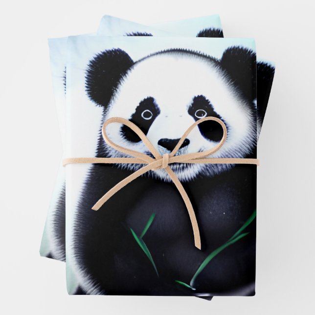 Lieblich, kuddelig Panda Bärenkuppe Geschenkpapier Set (Beispiel)