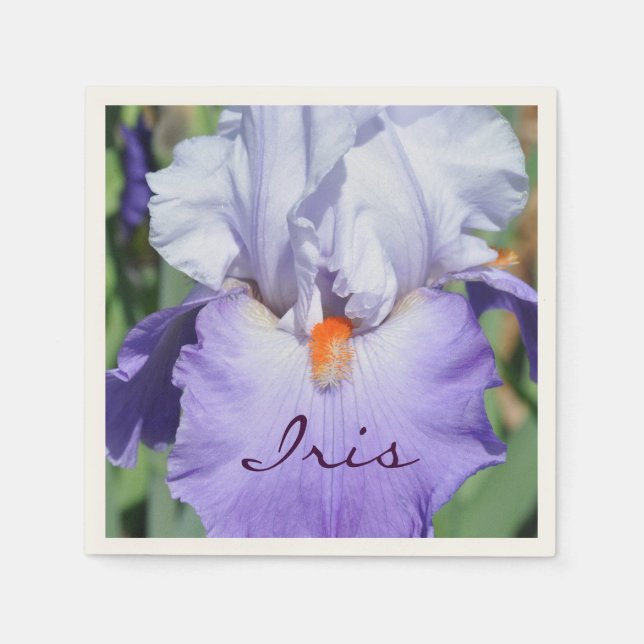 Lieblich lila Iris Serviette (Vorderseite)