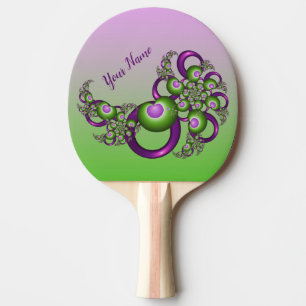 Lieblich rosa grüne Herzen Modernes Fraktal Name Tischtennis Schläger