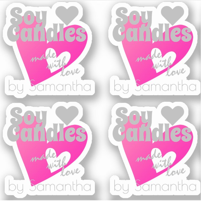 Lieblich rosa Herzgrau aus Liebe Soy Candles Aufkleber (Vorderseite)