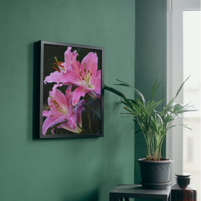 Lieblich rosa Lily bluboms floral Fotodruck (In Situ Framed)