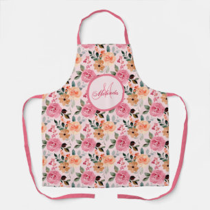 Lieblich rosa, orange Tan Mit Monogramm Schürze