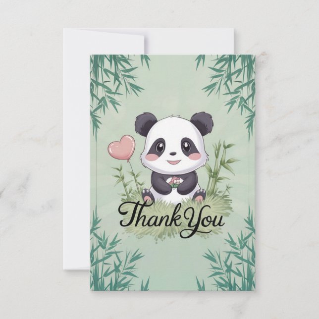 Lieblich Simple Panda Dankeskarte (Vorderseite)