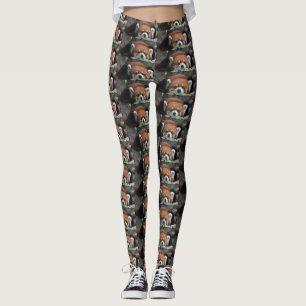 Lieblich und Niedlich Rot Panda verloren in Gedank Leggings