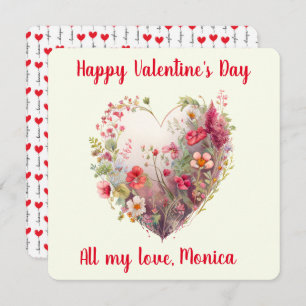 Lieblich, Wasserfarbe, Wildblumen im Herzen Feiertagskarte